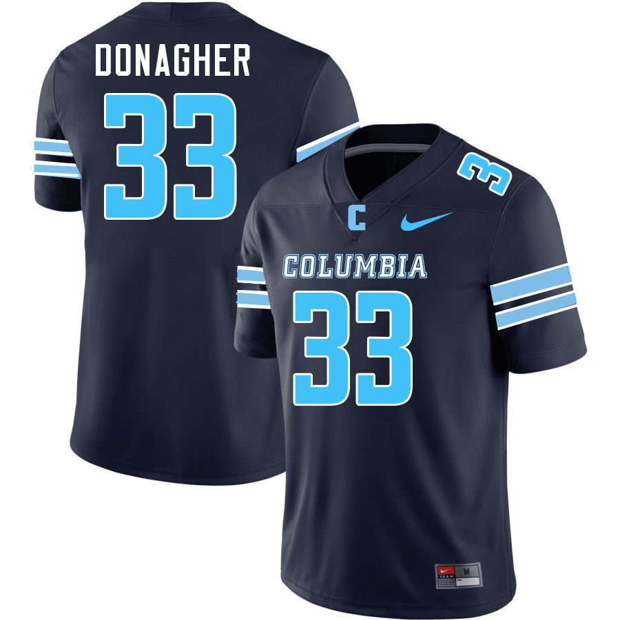 Columbia Lions #33 Liam Donagher College Football Jerseys,Uniforms Stitched-Navy
